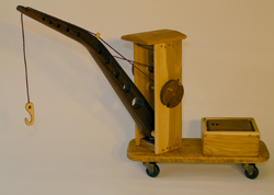 Wooden riding crane toy